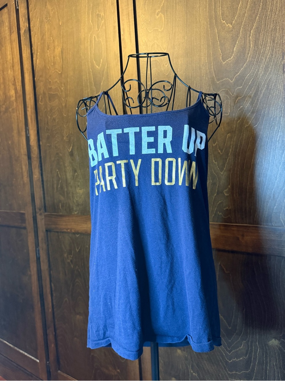 5th & Ocean Navy Blue Graphic Tank Top - Batter Up Party Down Milwaukee brewers
